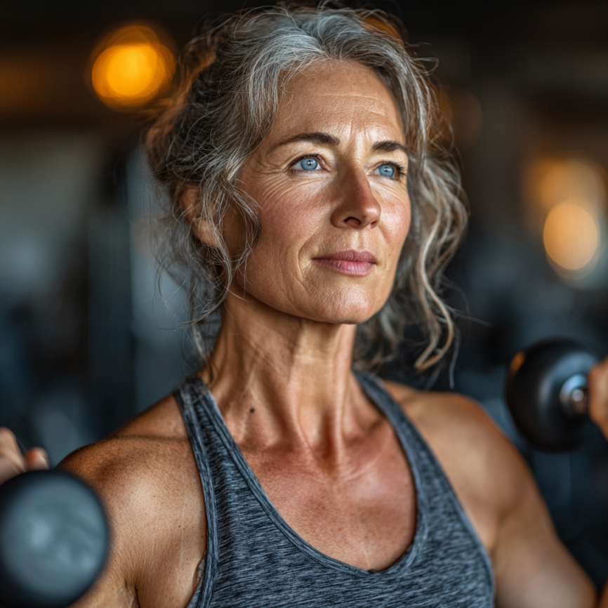 Активні літні люди займаються фітнесом